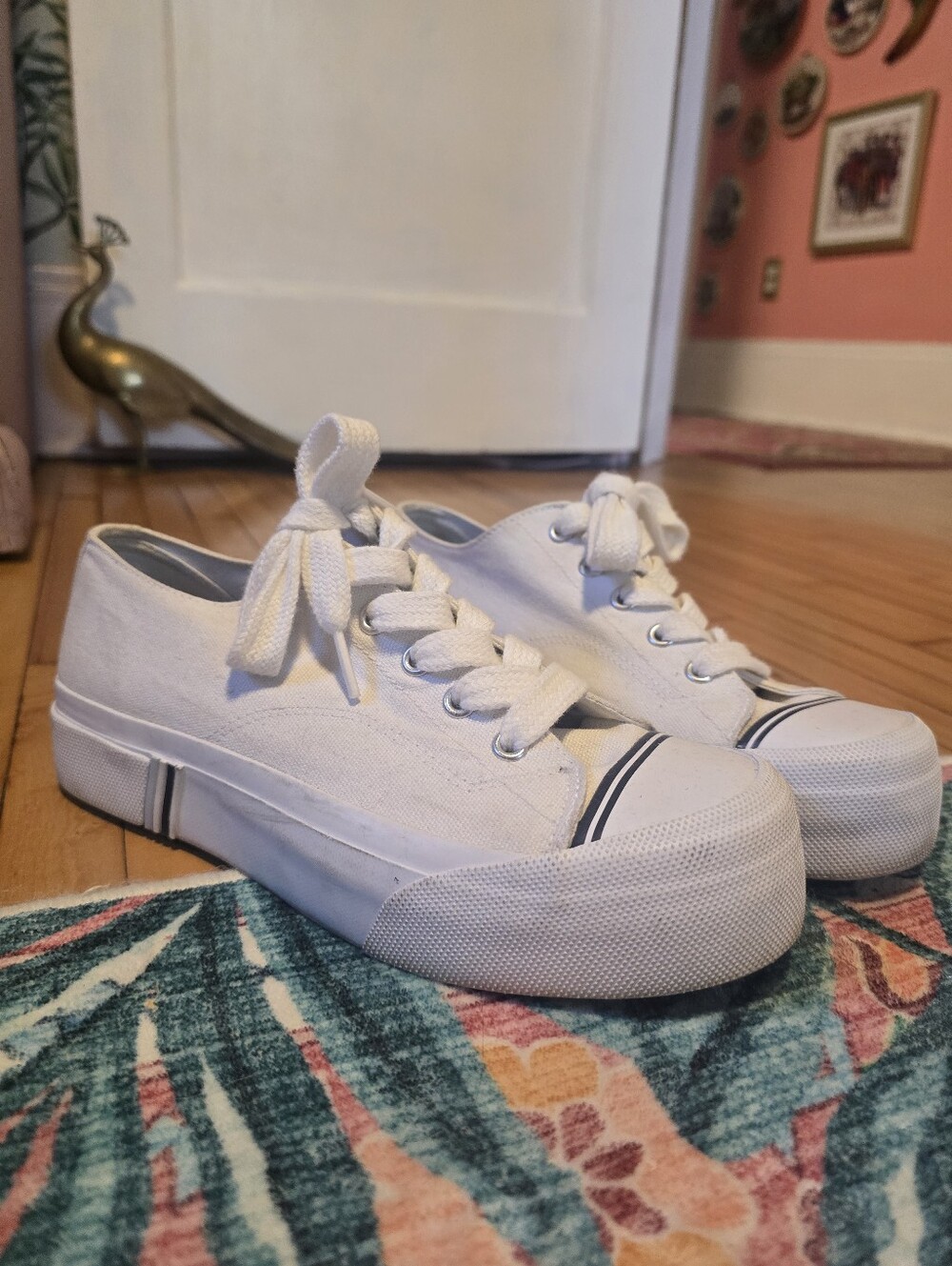 Keds Classic White Canvas Platform Sneakers Size 8